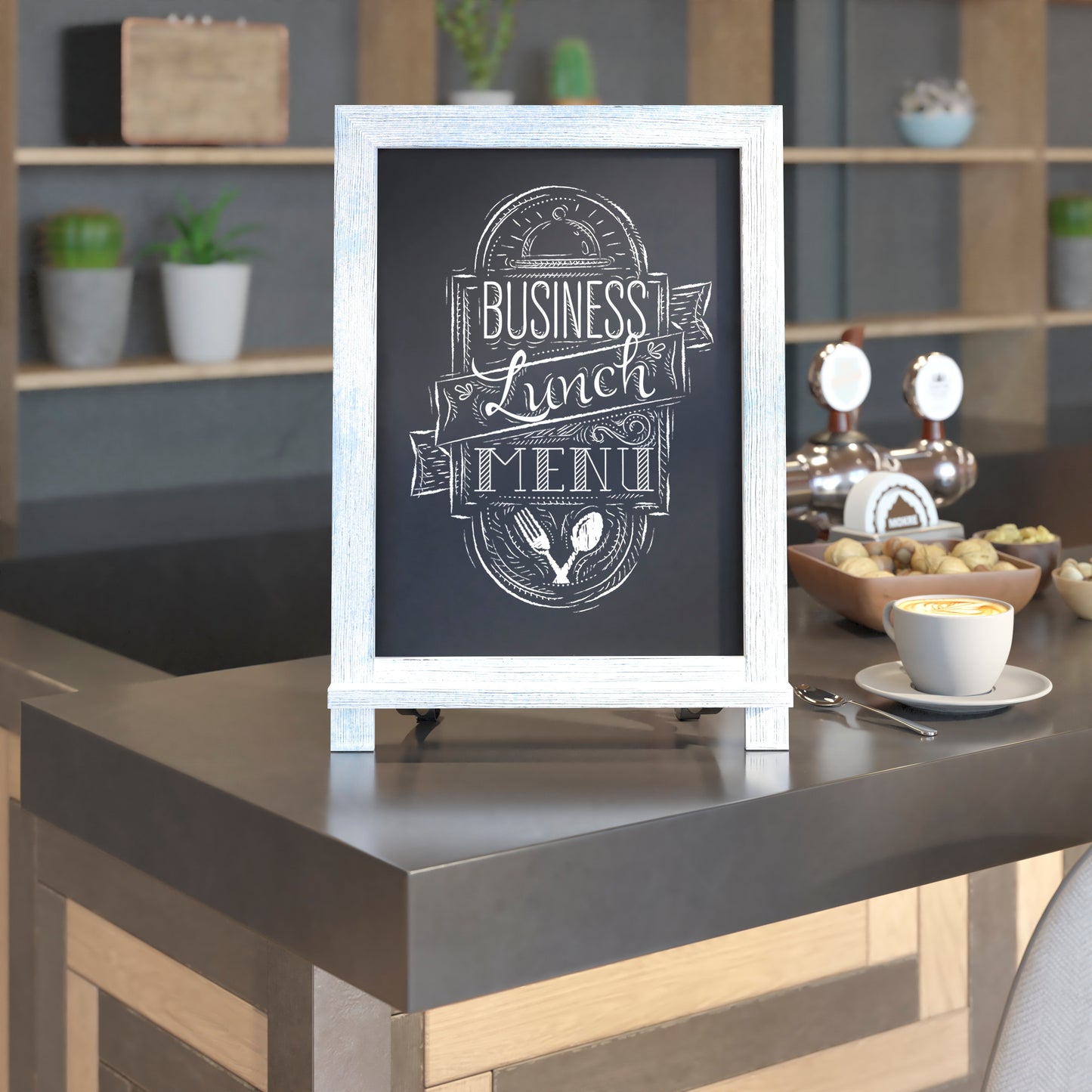 Canterbury 12" x 17" Rustic Blue Tabletop Magnetic Chalkboards with Metal Scrolled Legs, Hanging Wall Chalkboards, Countertop Memo Boards, Set of 10 Rustic Blue
