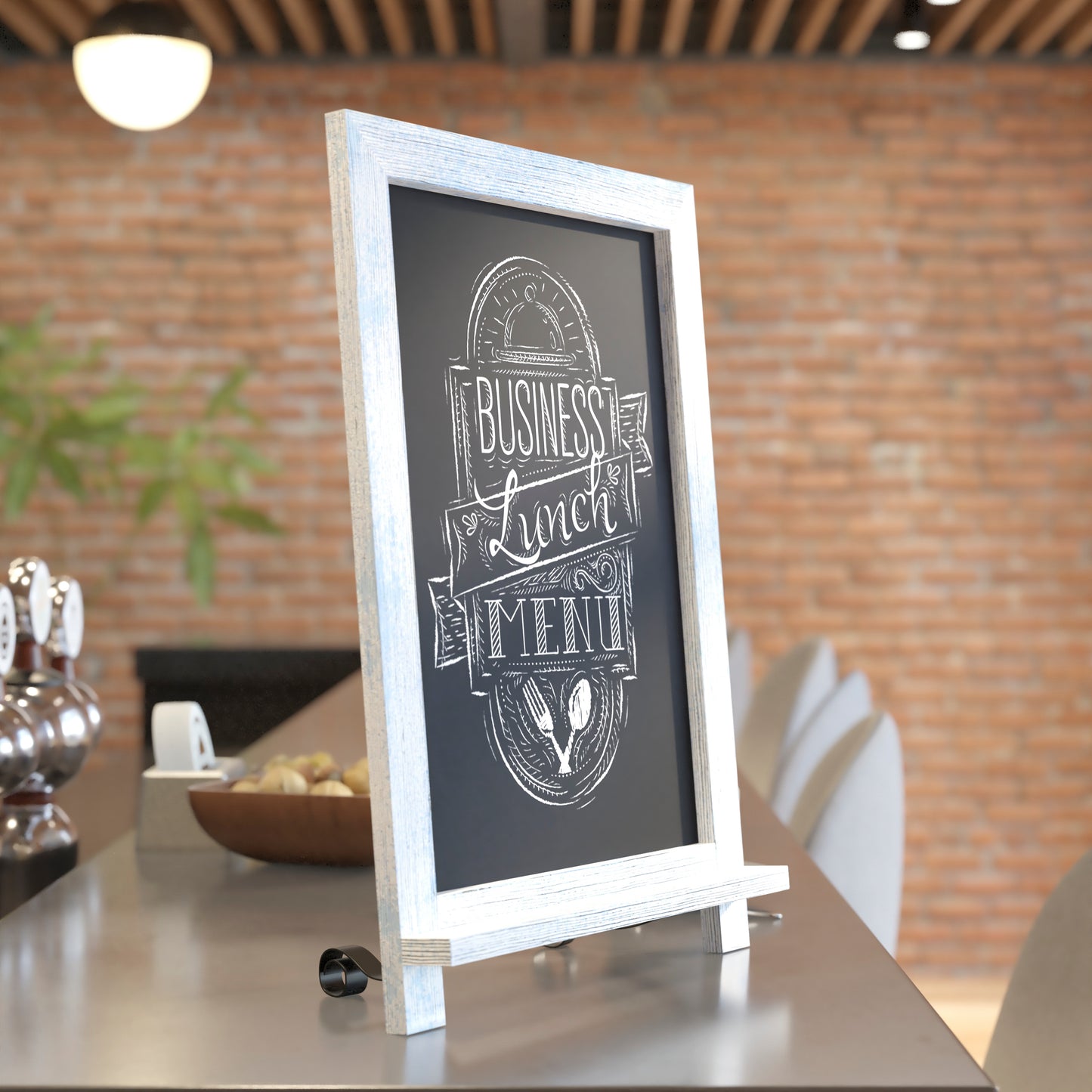 Canterbury 12" x 17" Rustic Blue Tabletop Magnetic Chalkboards with Metal Scrolled Legs, Hanging Wall Chalkboards, Countertop Memo Boards, Set of 10 Rustic Blue