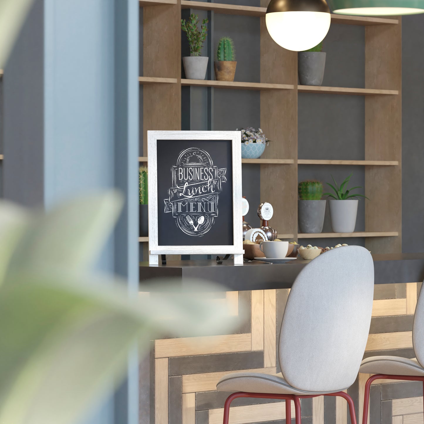 Canterbury 12" x 17" Whitewashed Tabletop Magnetic Chalkboards with Metal Scrolled Legs, Hanging Wall Chalkboards, Countertop Memo Boards, Set of 10 White Wash