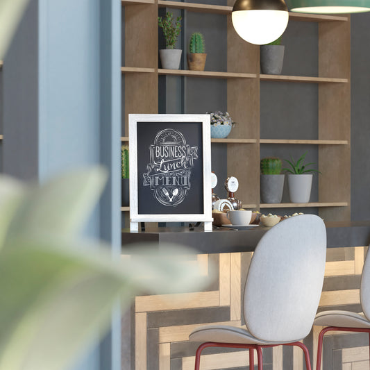 Canterbury 12" x 17" Whitewashed Tabletop Magnetic Chalkboards with Metal Scrolled Legs, Hanging Wall Chalkboards, Countertop Memo Boards, Set of 10 White Wash