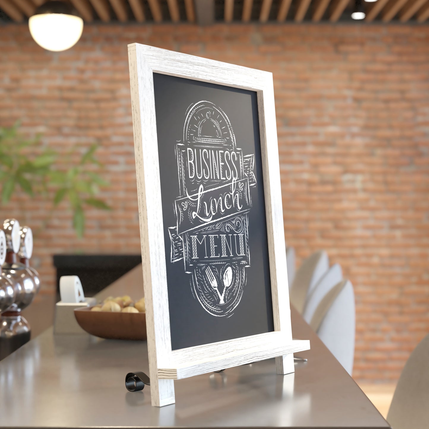Canterbury 12" x 17" Whitewashed Tabletop Magnetic Chalkboards with Metal Scrolled Legs, Hanging Wall Chalkboards, Countertop Memo Boards, Set of 10 White Wash