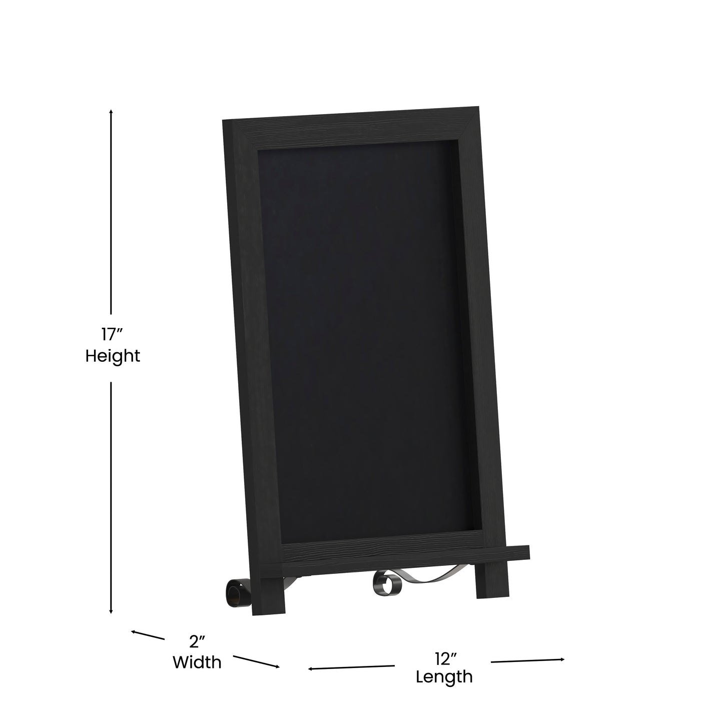 Canterbury 12" x 17" Black Tabletop Magnetic Chalkboards with Metal Scrolled Legs, Hanging Wall Chalkboards, Countertop Memo Boards, Set of 10 Black