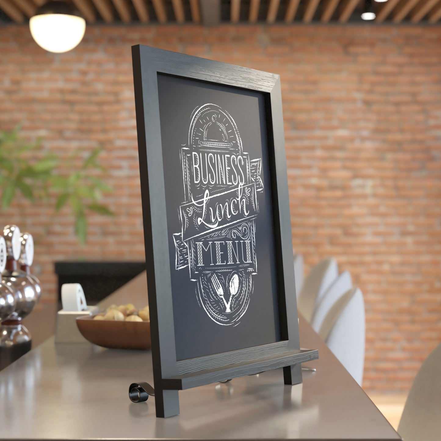 Canterbury 12" x 17" Black Tabletop Magnetic Chalkboards with Metal Scrolled Legs, Hanging Wall Chalkboards, Countertop Memo Boards, Set of 10 Black