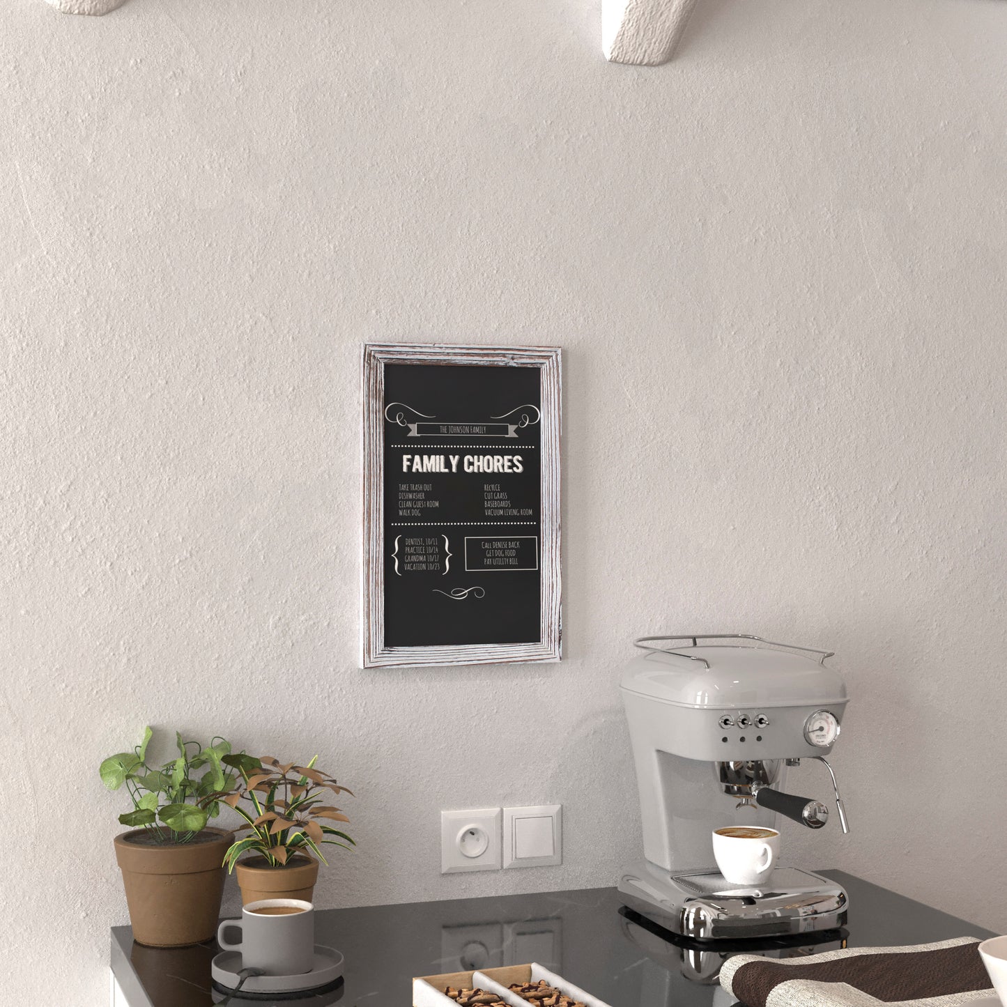 Canterbury 11" x 17" Whitewashed Wall Mount Magnetic Chalkboard Sign, Hanging Wall Chalkboard Memo Board for Home, School, or Business, Set of 10 White Wash