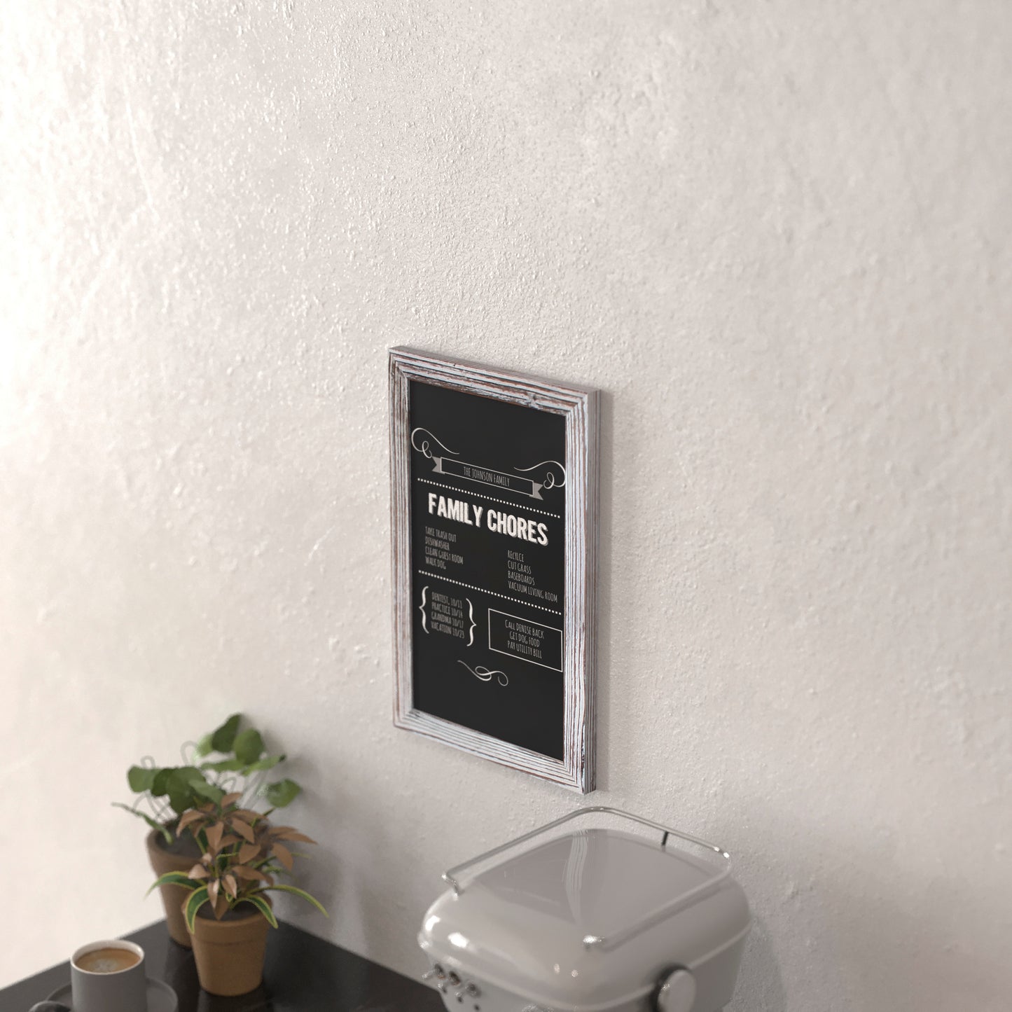 Canterbury 11" x 17" Whitewashed Wall Mount Magnetic Chalkboard Sign, Hanging Wall Chalkboard Memo Board for Home, School, or Business, Set of 10 White Wash