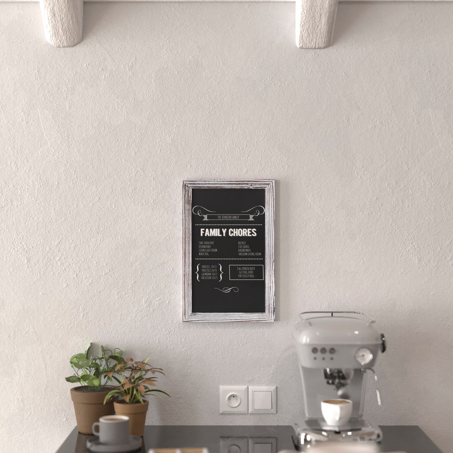 Canterbury 11" x 17" Whitewashed Wall Mount Magnetic Chalkboard Sign, Hanging Wall Chalkboard Memo Board for Home, School, or Business, Set of 10 White Wash