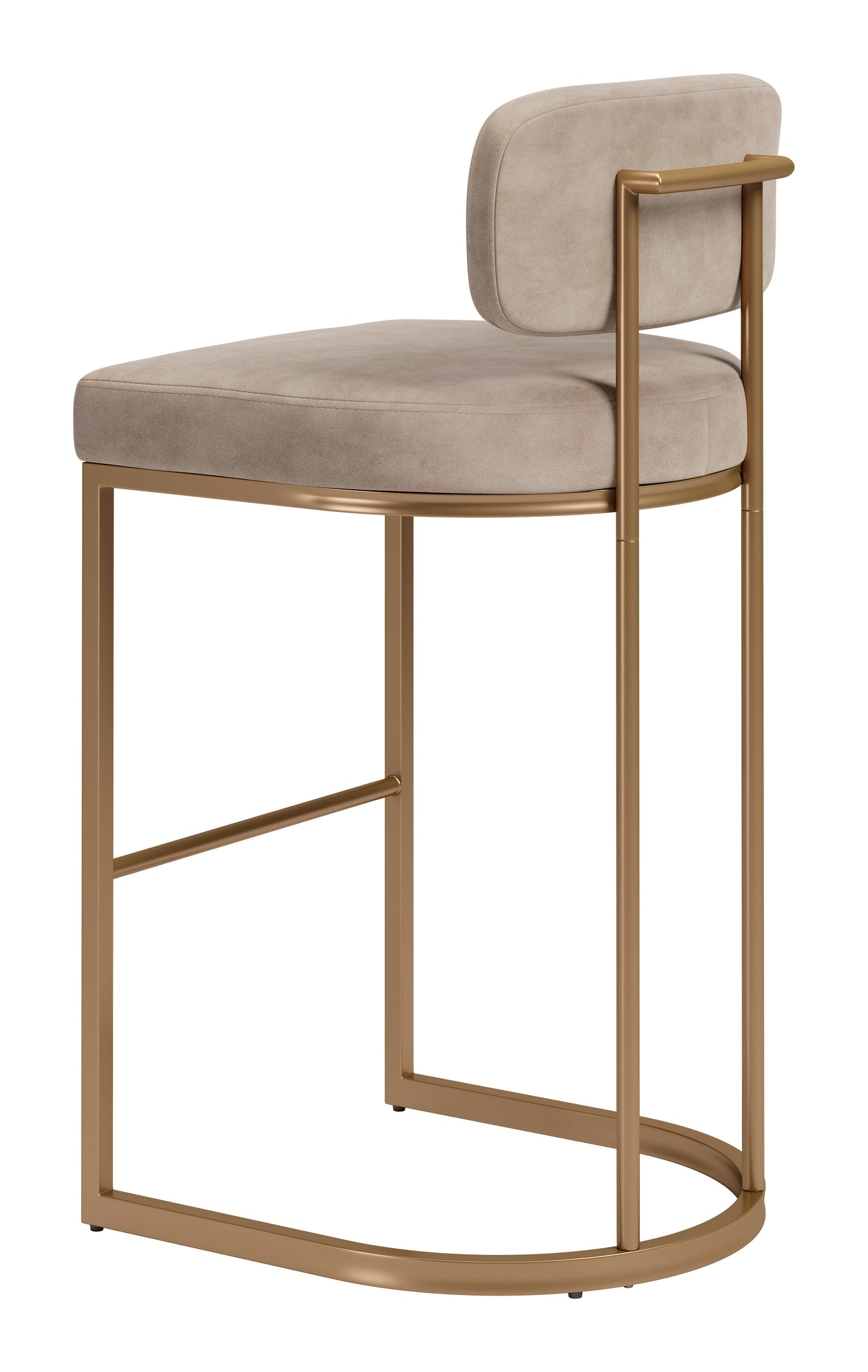 Velar Barstool (Set of 2) Beige & Bronze - 5