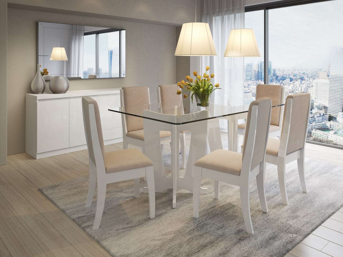 Viennese Contemporary Modern 62" Sideboard in White 100652