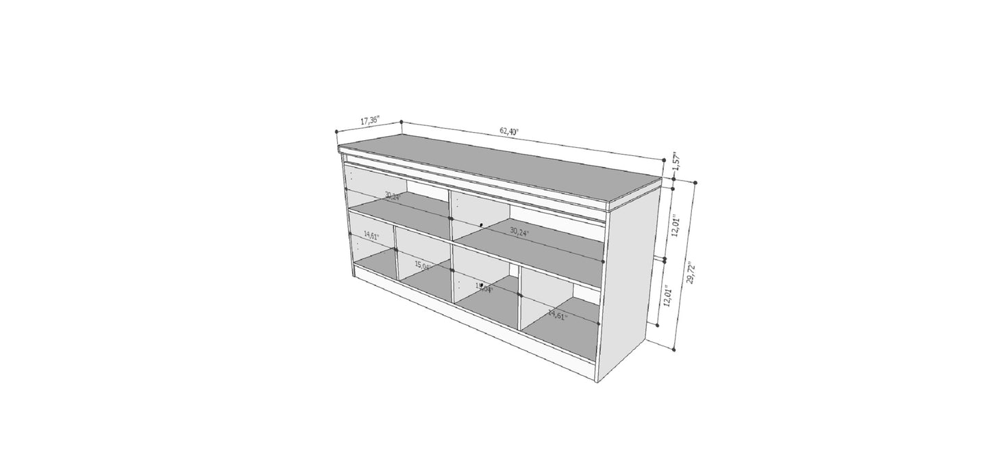 Viennese Contemporary Modern 62" Sideboard in White 100652