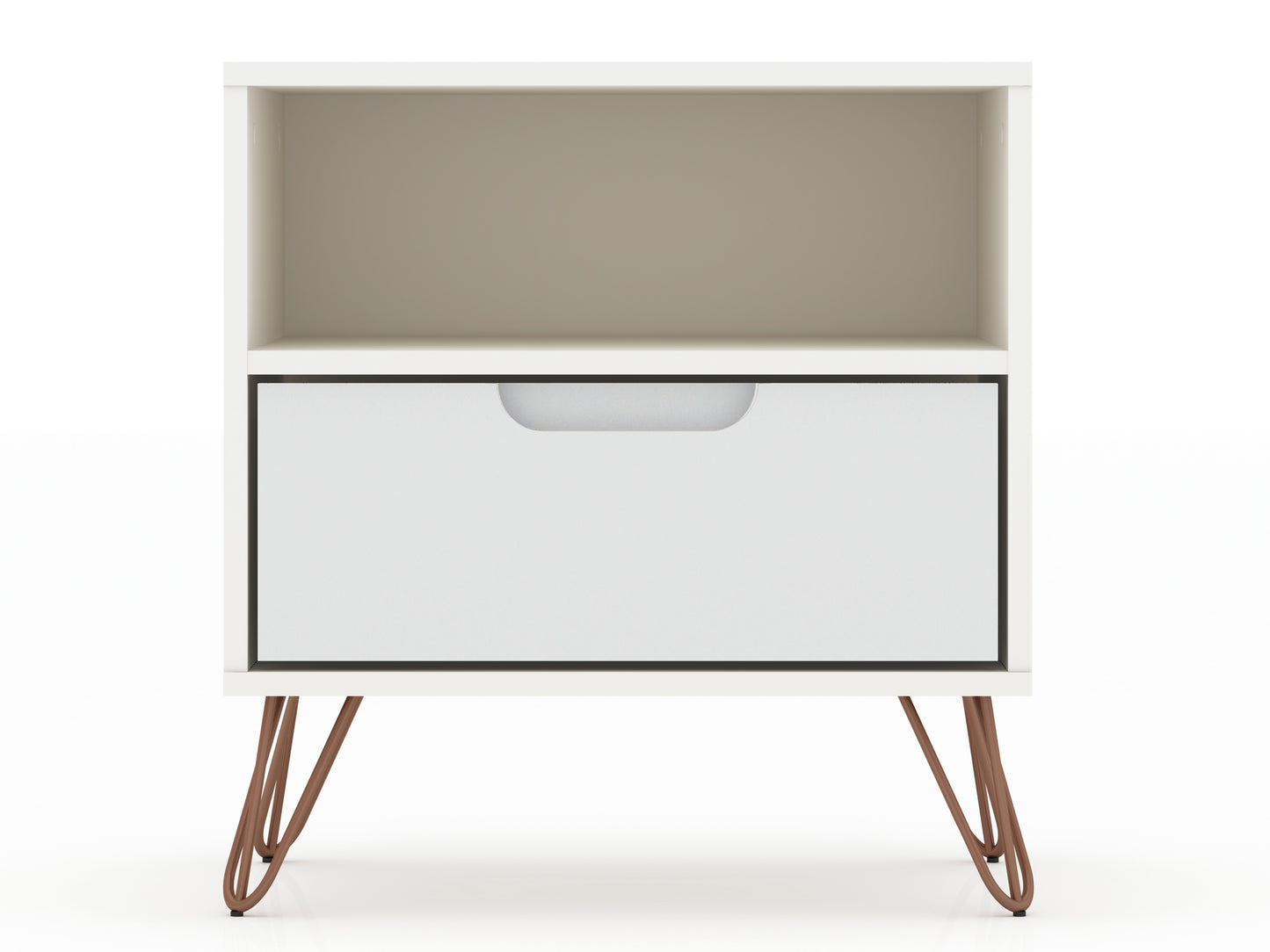 Rockefeller Mid-Century Modern 20" Nightstand in White (1-Drawer) 101GMC1