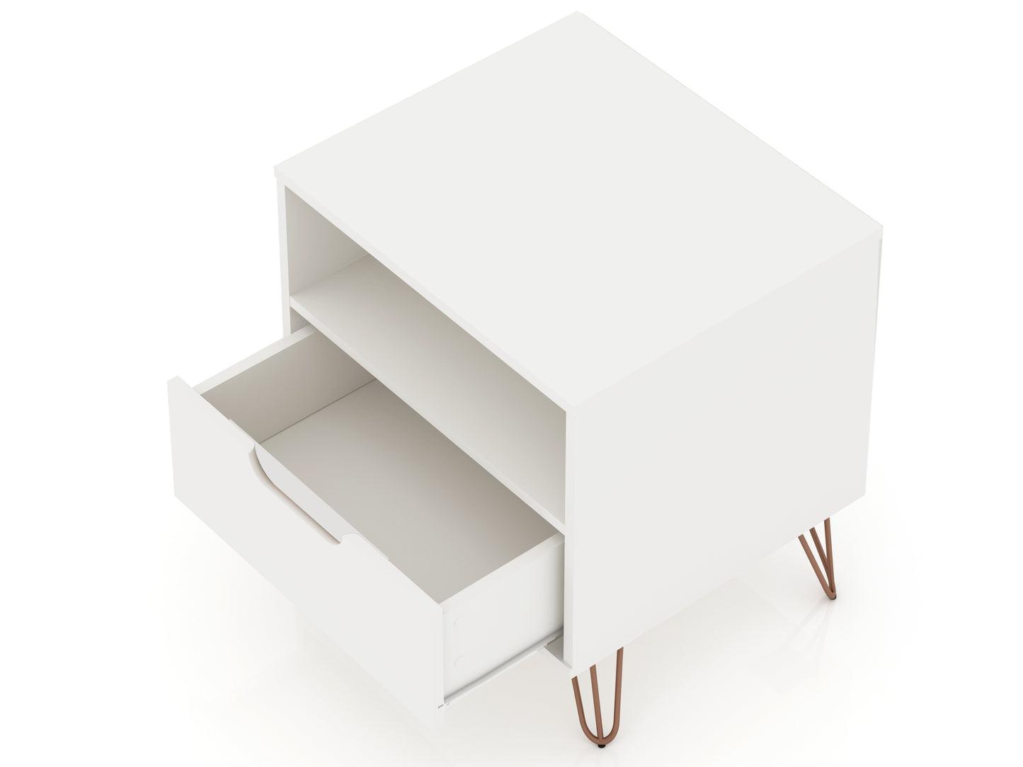 Rockefeller Mid-Century Modern 20" Nightstand in White (1-Drawer) 101GMC1