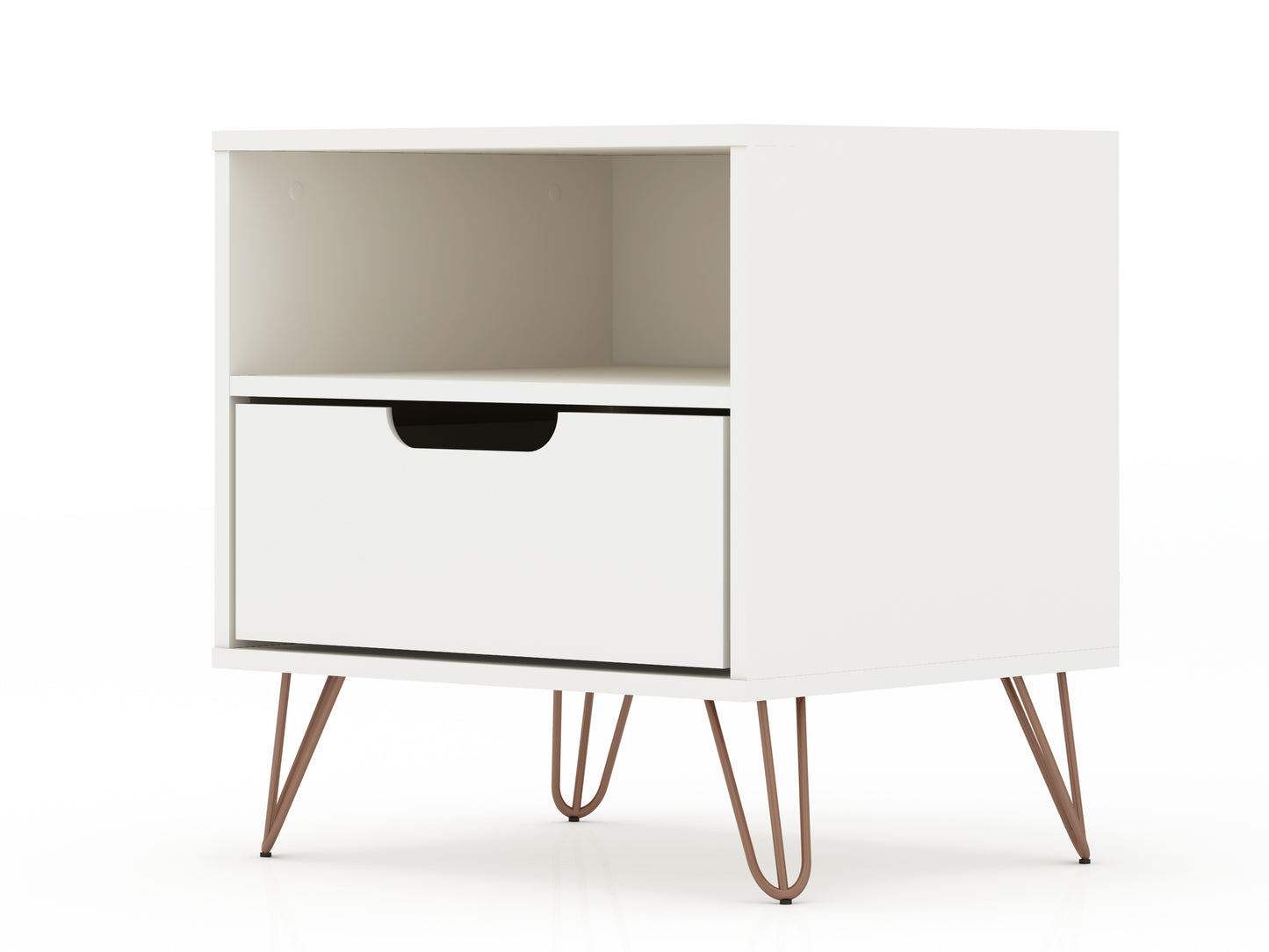 Rockefeller Mid-Century Modern 20" Nightstand in White (1-Drawer) 101GMC1