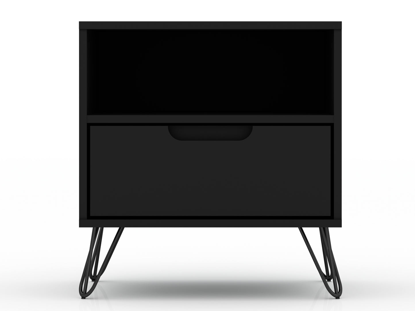 Rockefeller Mid-Century Modern 20" Nightstand in Black (1-Drawer) 101GMC2