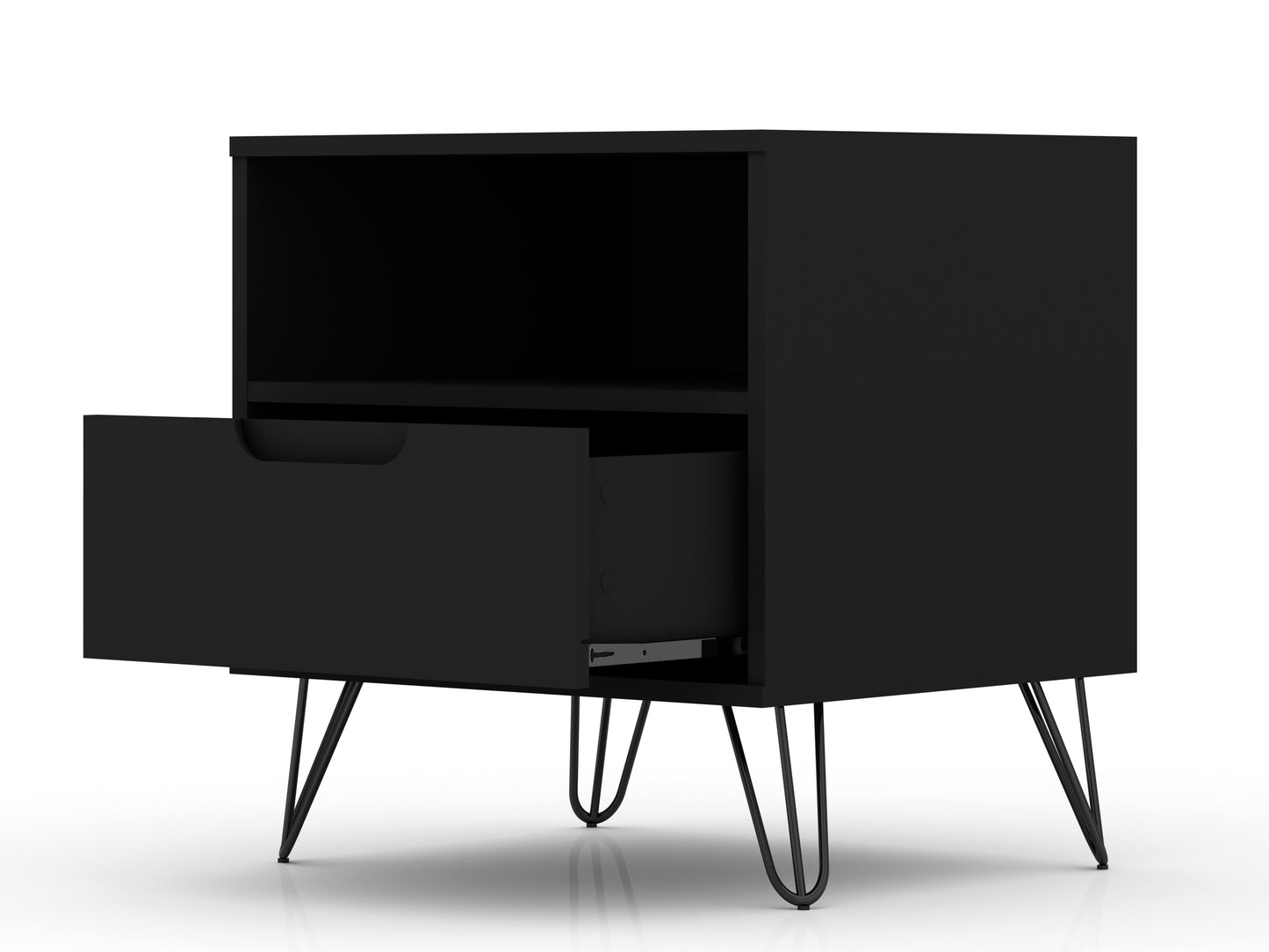 Rockefeller Mid-Century Modern 20" Nightstand in Black (1-Drawer) 101GMC2