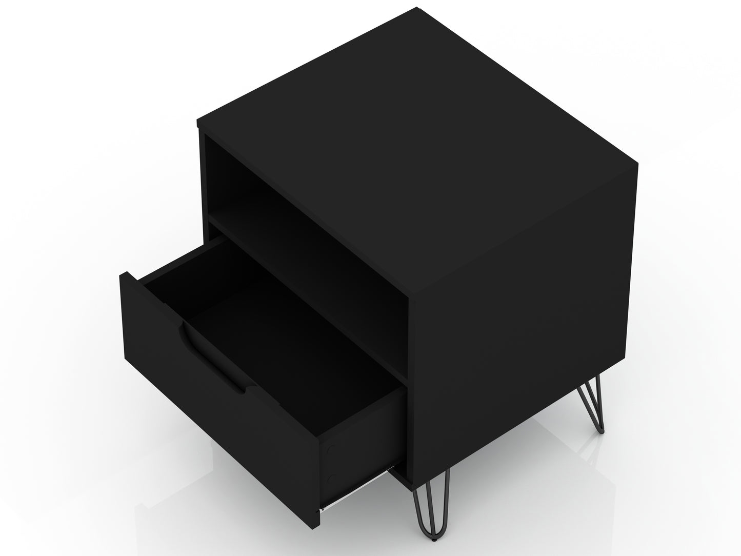 Rockefeller Mid-Century Modern 20" Nightstand in Black (1-Drawer) 101GMC2