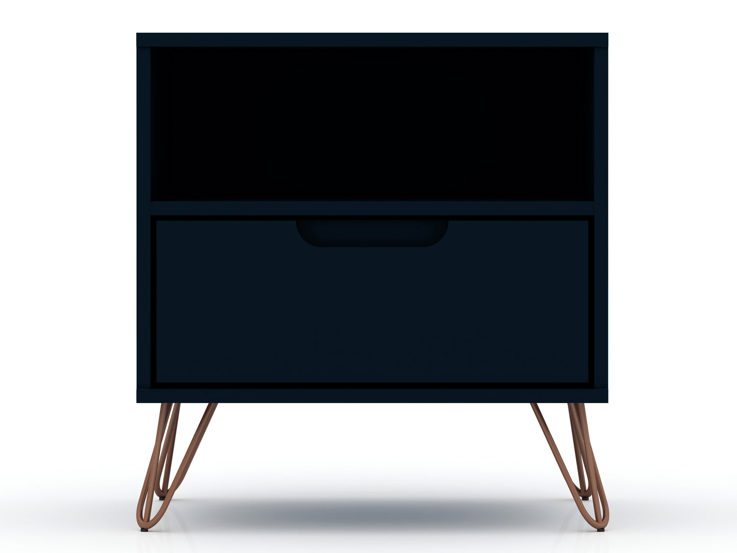 Manhattan Comfort Rockefeller 1.0 Mid-Century- Modern Nightstand with 1-Drawer in Tatiana Midnight Blue 101GMC4