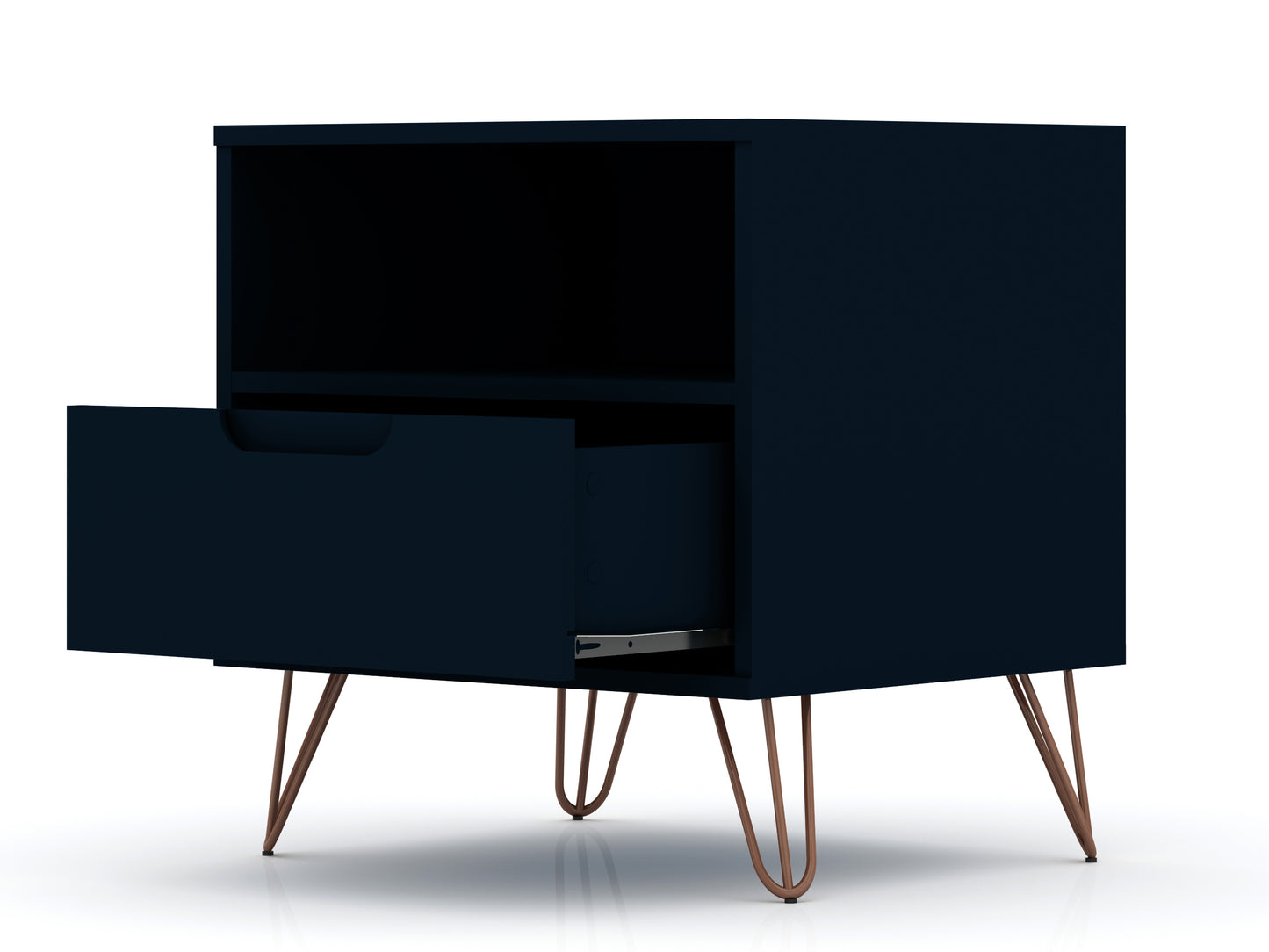 Manhattan Comfort Rockefeller 1.0 Mid-Century- Modern Nightstand with 1-Drawer in Tatiana Midnight Blue 101GMC4