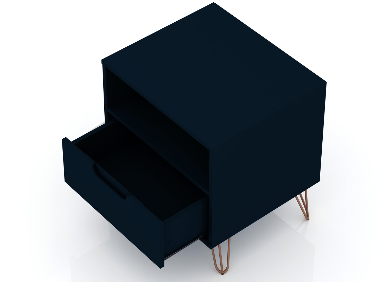Manhattan Comfort Rockefeller 1.0 Mid-Century- Modern Nightstand with 1-Drawer in Tatiana Midnight Blue 101GMC4