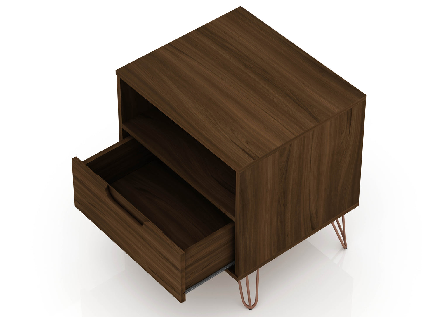 Manhattan Comfort Rockefeller 1.0 Mid-Century- Modern Nightstand with 1-Drawer in Brown 101GMC5