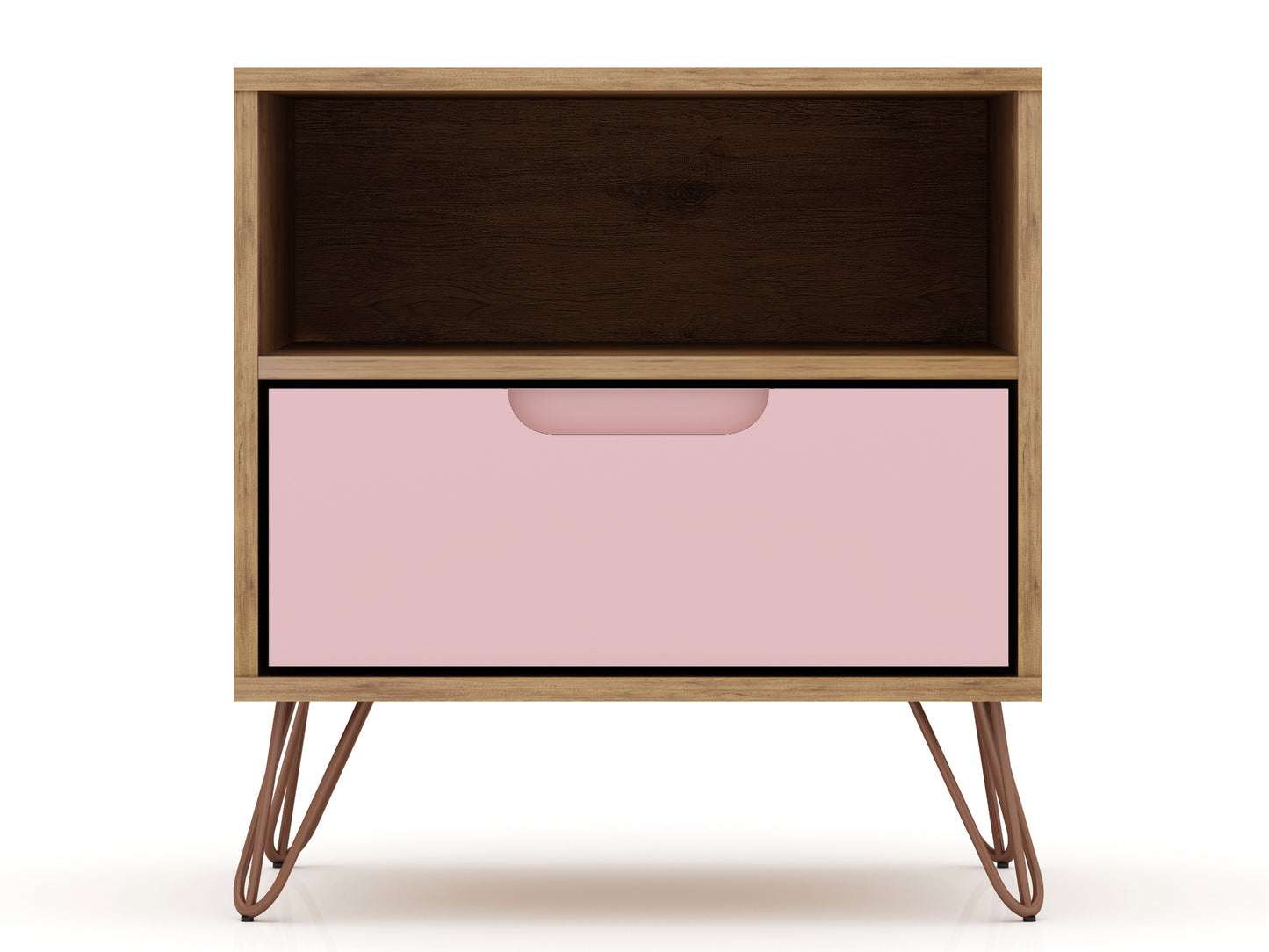 Rockefeller Mid-Century Modern 20" Nightstand in Pink (1-Drawer) 101GMC6