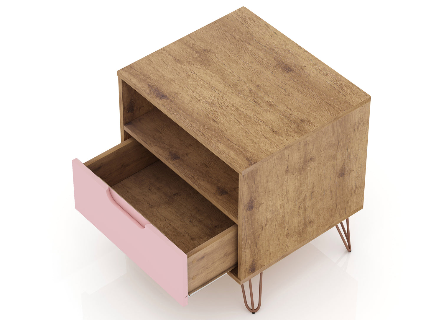 Rockefeller Mid-Century Modern 20" Nightstand in Pink (1-Drawer) 101GMC6