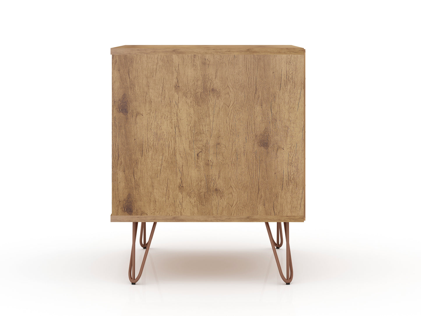 Manhattan Comfort Rockefeller 1.0 Mid-Century- Modern Nightstand with 1-Drawer in Nature and Rose Pink 101GMC6