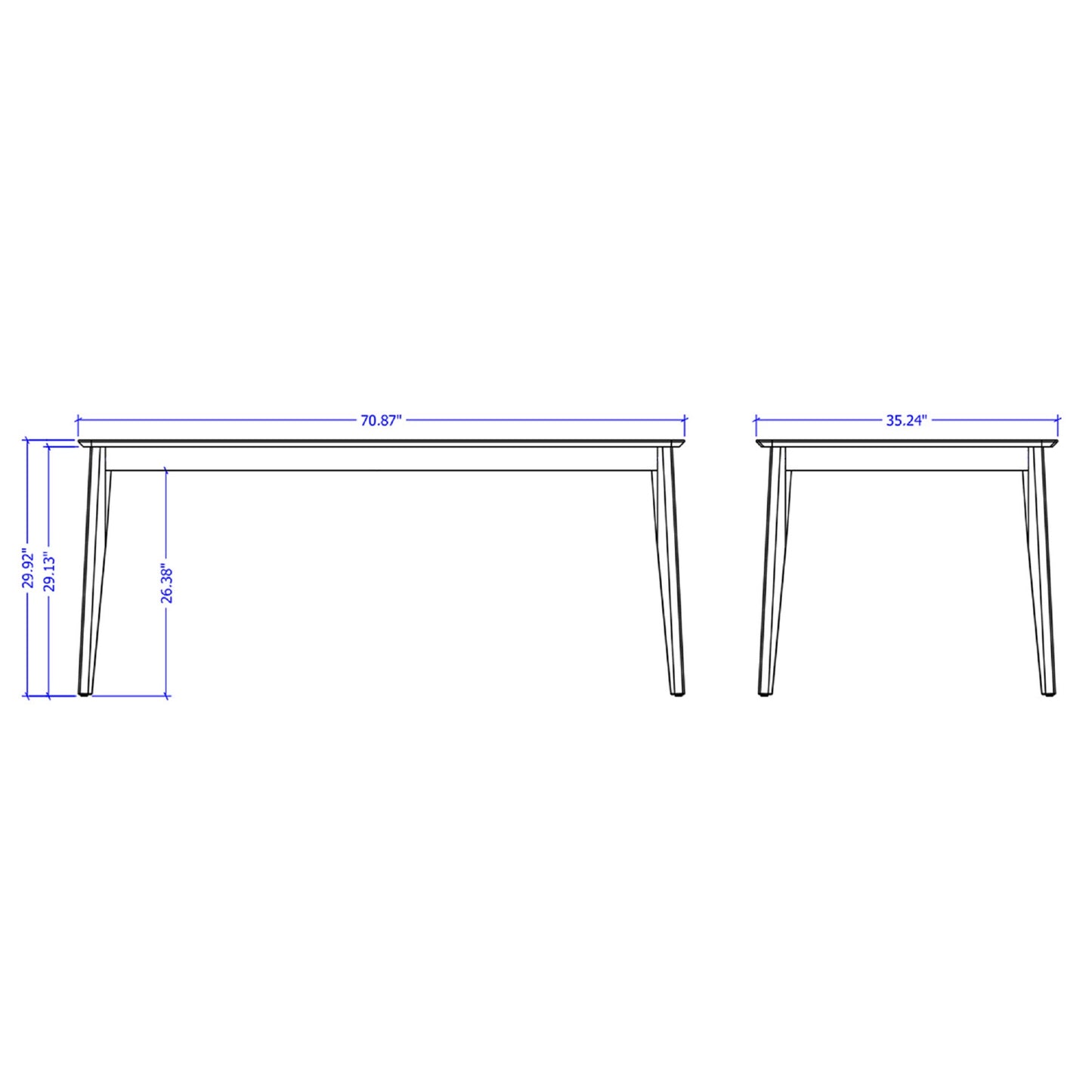 Manhattan Comfort Tudor 70.86 Dining Table in Black 1027651