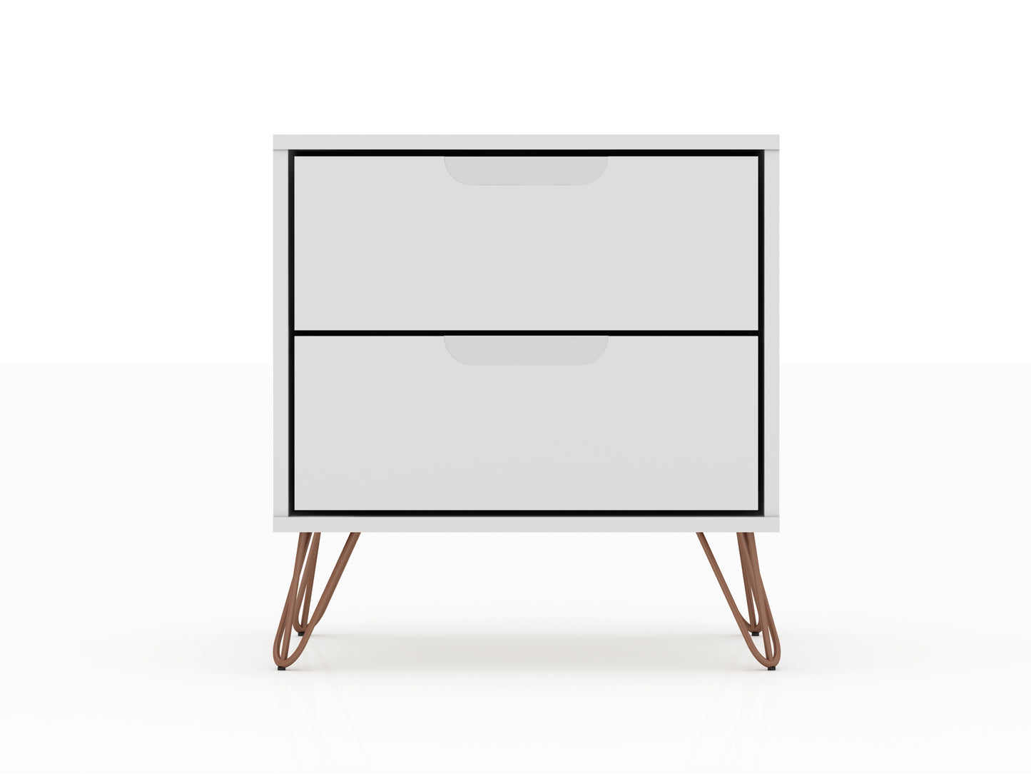 Rockefeller Mid-Century Modern 20" Nightstand in White (2-Drawer) 102GMC1