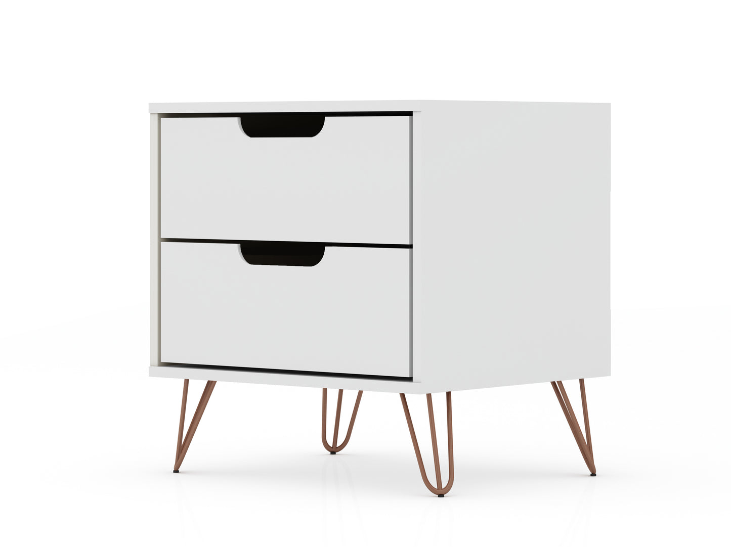 Rockefeller Mid-Century Modern 20" Nightstand in White (2-Drawer) 102GMC1