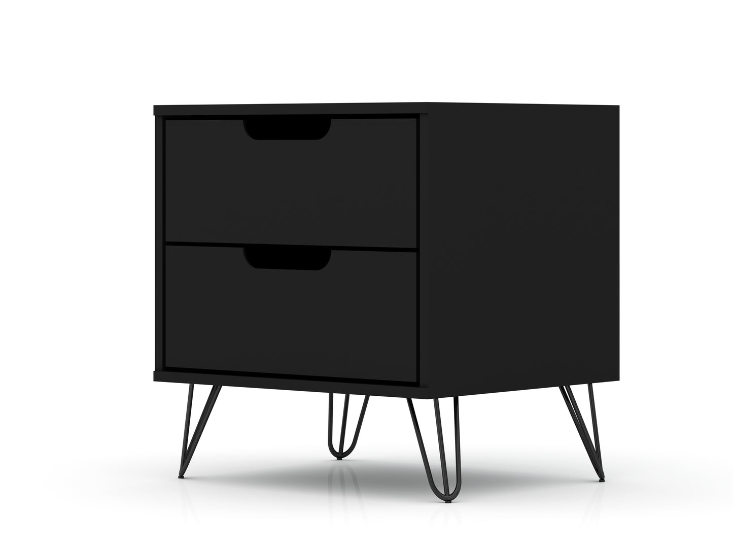 Rockefeller Mid-Century Modern 20" Nightstand in Black (2-Drawer) 102GMC2
