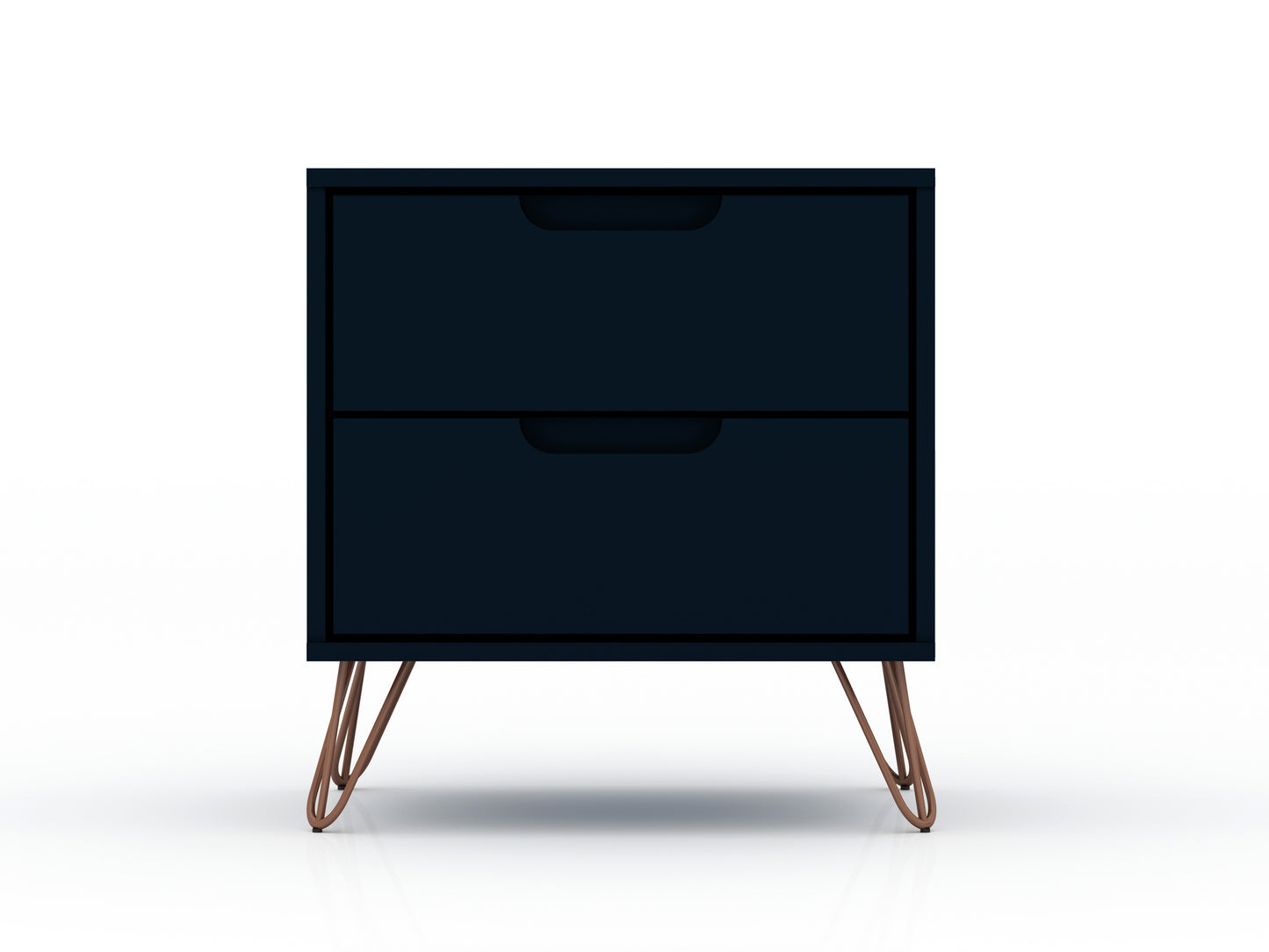 Manhattan Comfort Rockefeller 2.0 Mid-Century- Modern Nightstand with 2-Drawer in Tatiana Midnight Blue 102GMC4