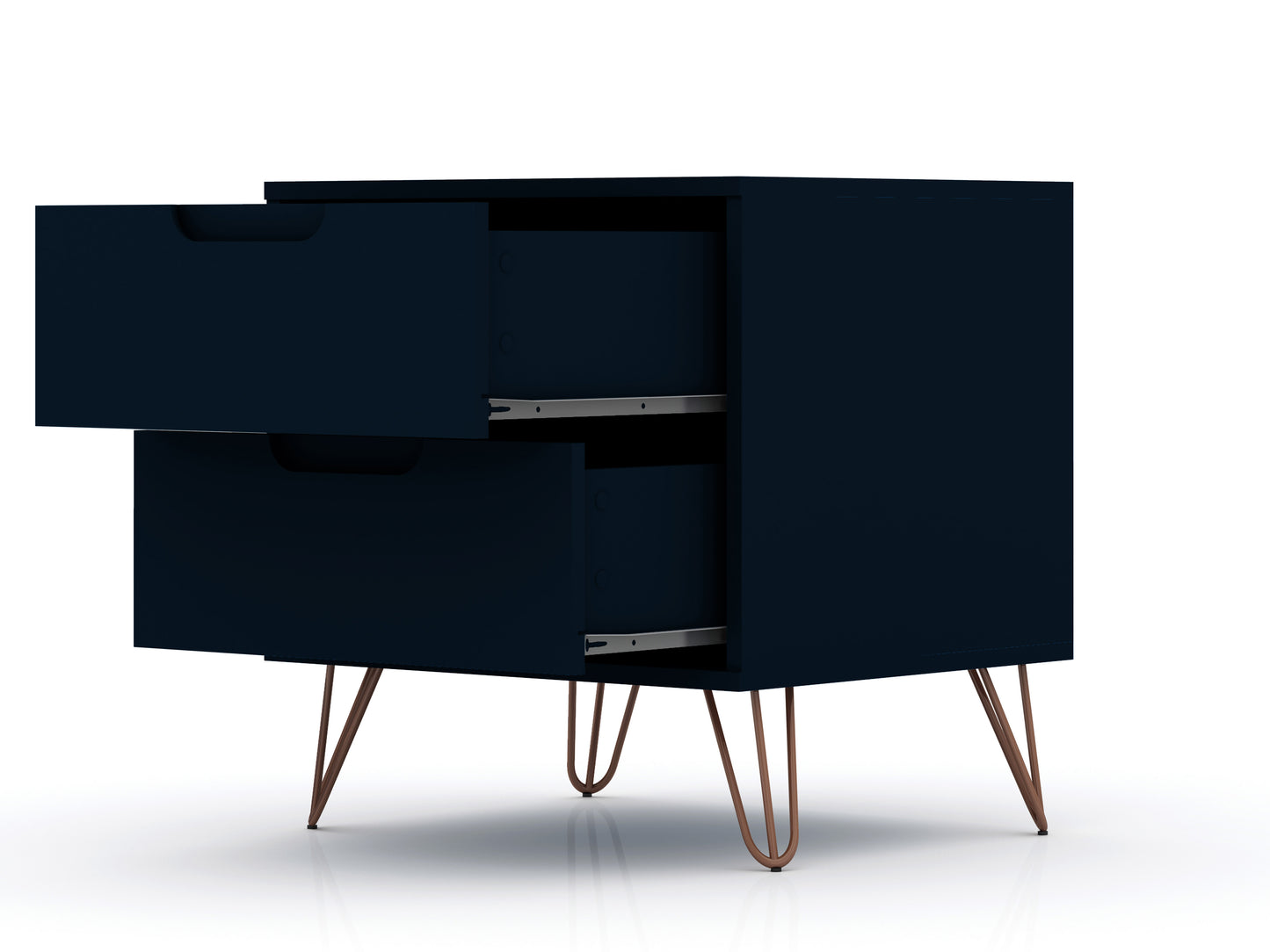 Rockefeller Mid-Century Modern 20" Nightstand in Midnight Blue (2-Drawer) 102GMC4