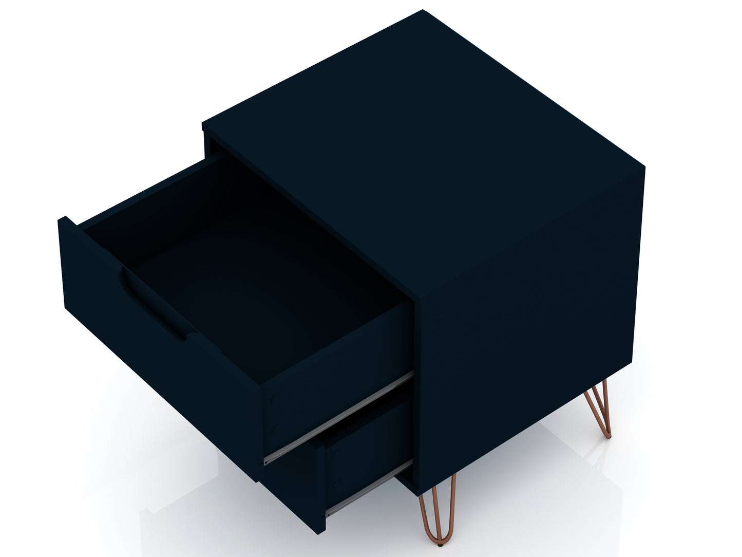 Manhattan Comfort Rockefeller 2.0 Mid-Century- Modern Nightstand with 2-Drawer in Tatiana Midnight Blue 102GMC4