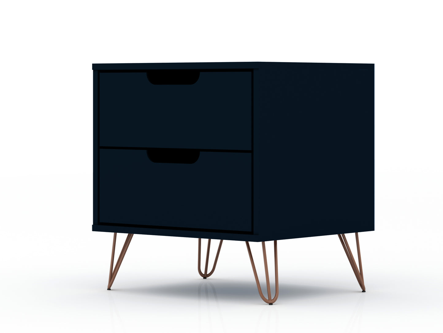 Manhattan Comfort Rockefeller 2.0 Mid-Century- Modern Nightstand with 2-Drawer in Tatiana Midnight Blue 102GMC4