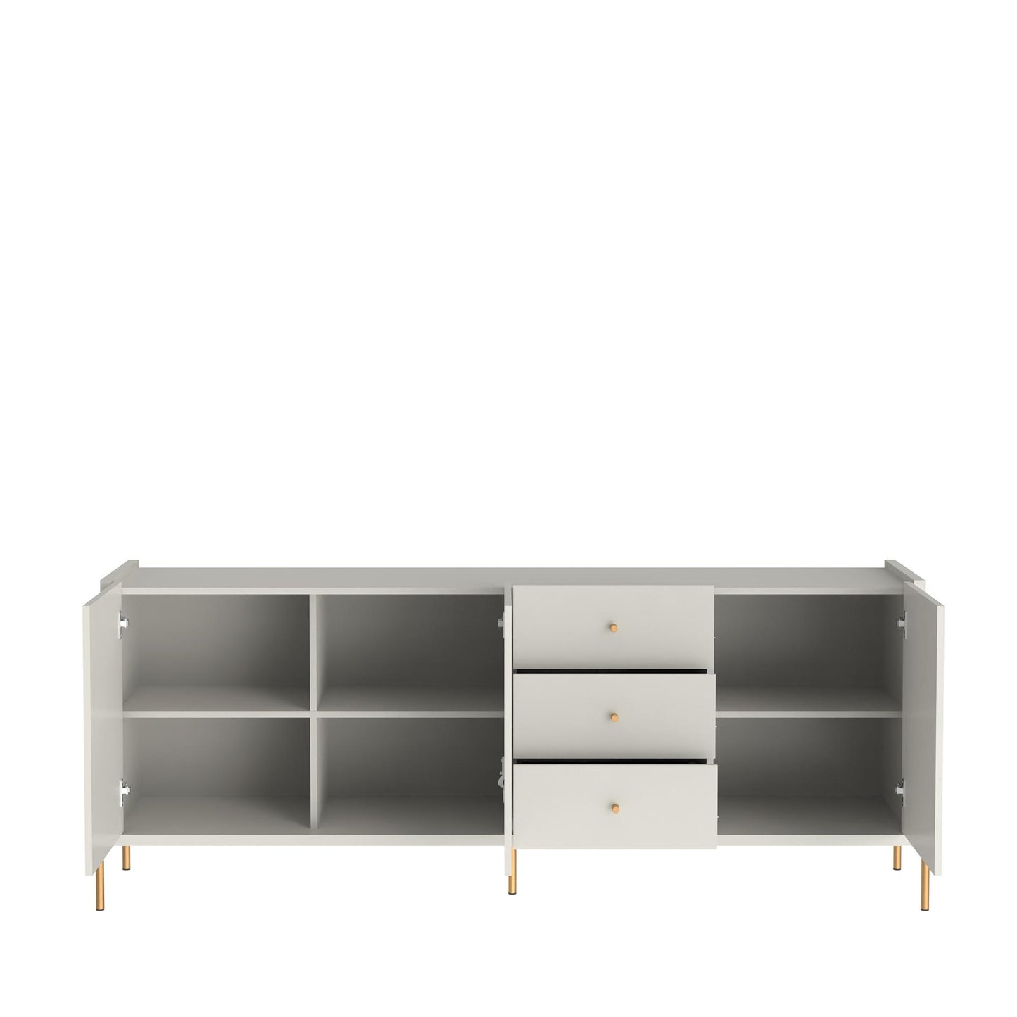 Manhattan Comfort Jasper 72.51" Sideboard with Steel Gold Legs in Off White Matte 1031251