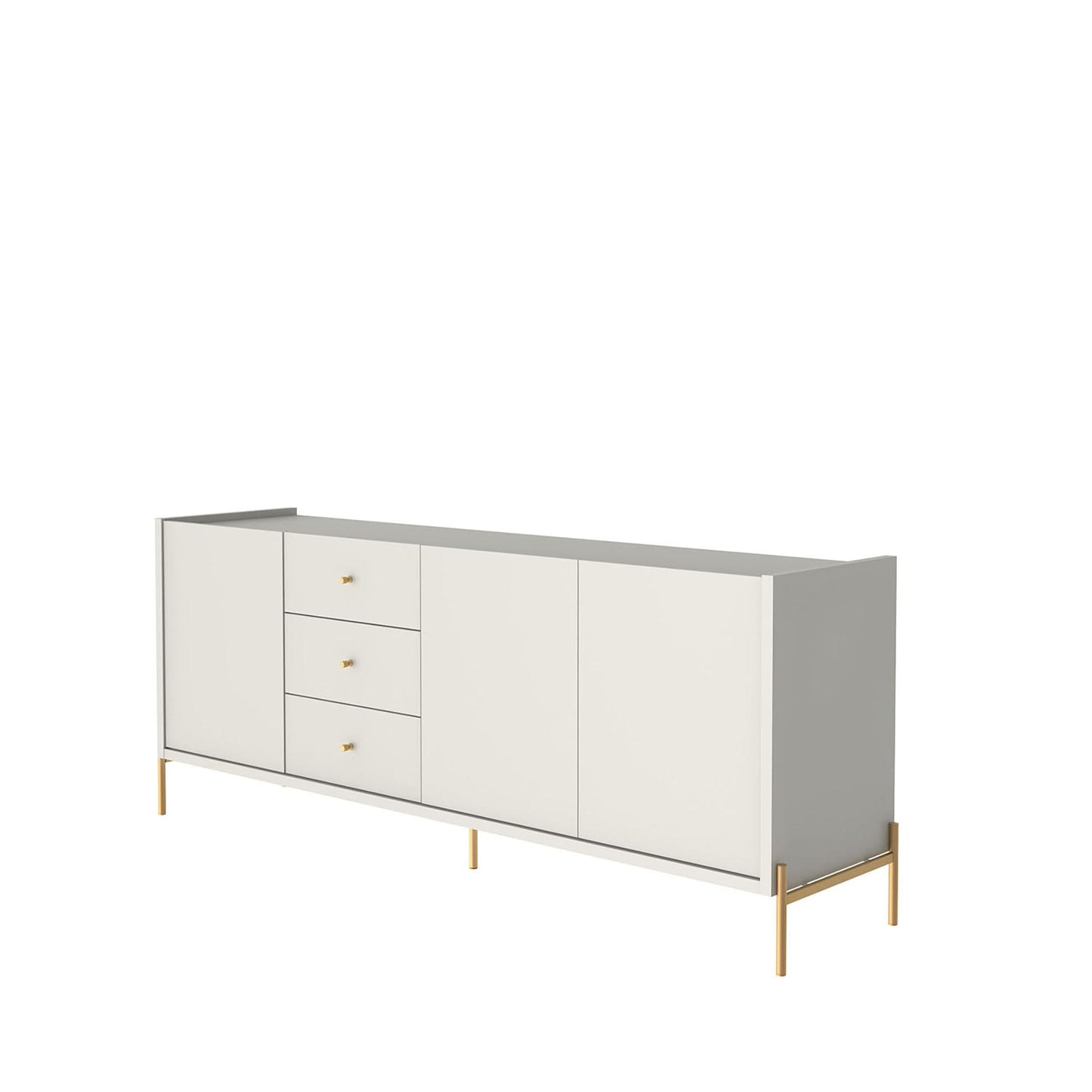 Manhattan Comfort Jasper 72.51" Sideboard with Steel Gold Legs in Off White Matte 1031251