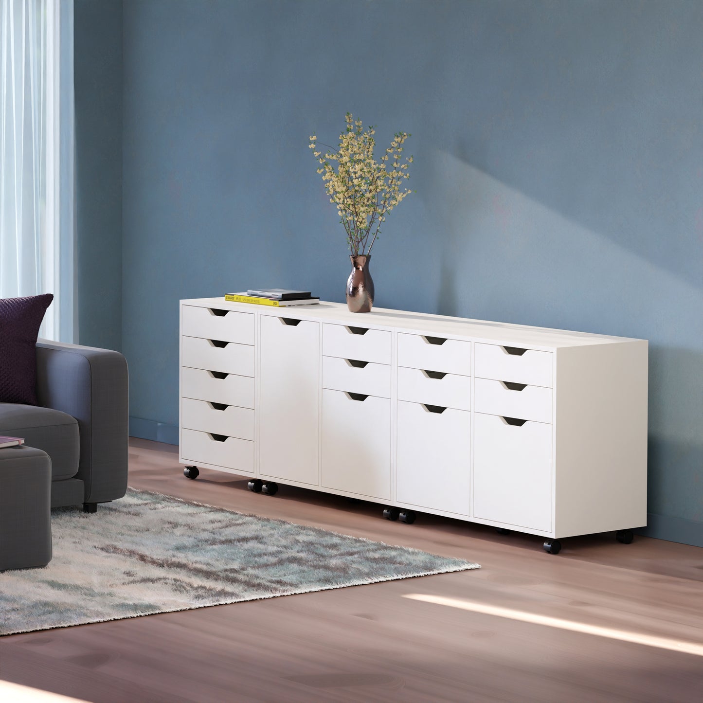 Halifax 3-Pc Cabinet Set with File Drawer, White