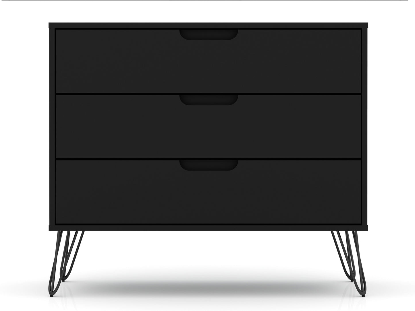 Manhattan Comfort Rockefeller Mid-Century- Modern Dresser with 3-Drawers in Black 103GMC2