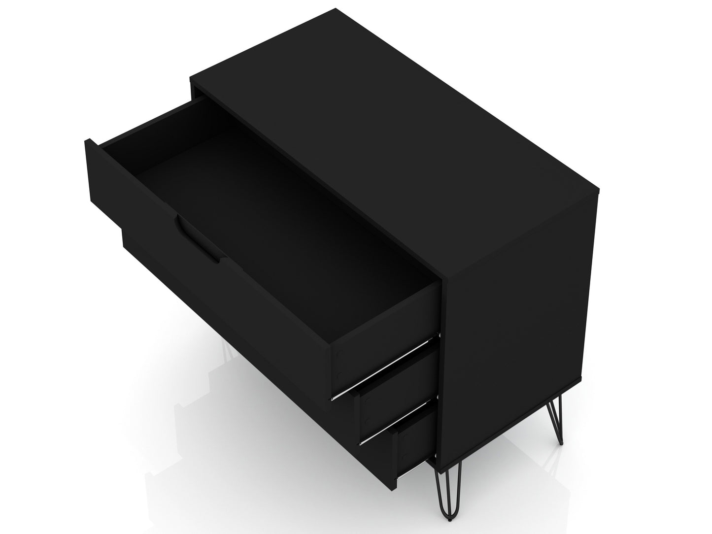 Manhattan Comfort Rockefeller Mid-Century- Modern Dresser with 3-Drawers in Black 103GMC2