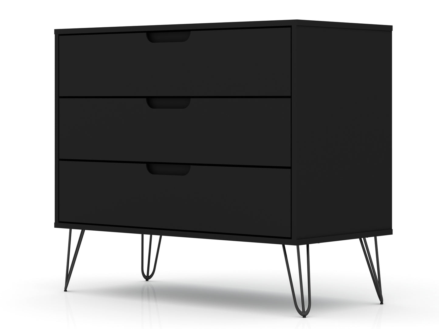Manhattan Comfort Rockefeller Mid-Century- Modern Dresser with 3-Drawers in Black 103GMC2