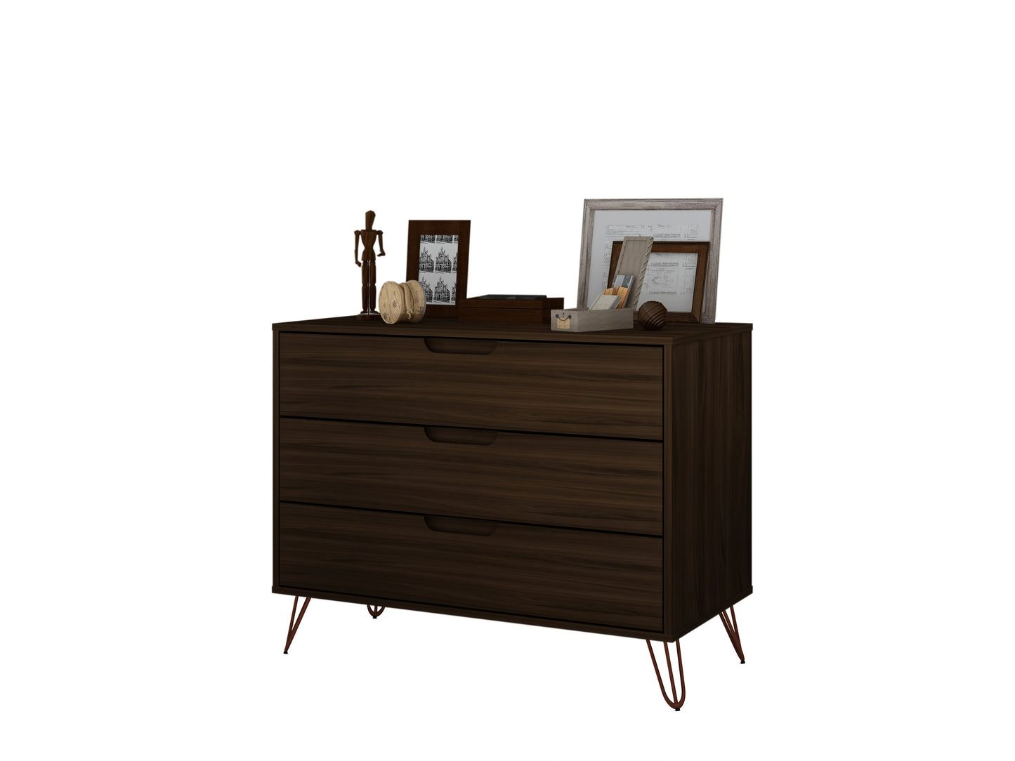 Rockefeller Mid-Century Modern 35" Dresser in Chestnut Brown (3-Drawer) 103GMC5