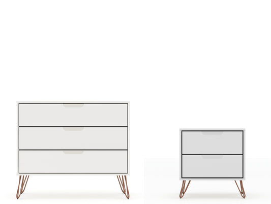 Rockefeller Mid-Century Modern 2-Piece Dresser Set in White 104GMC1