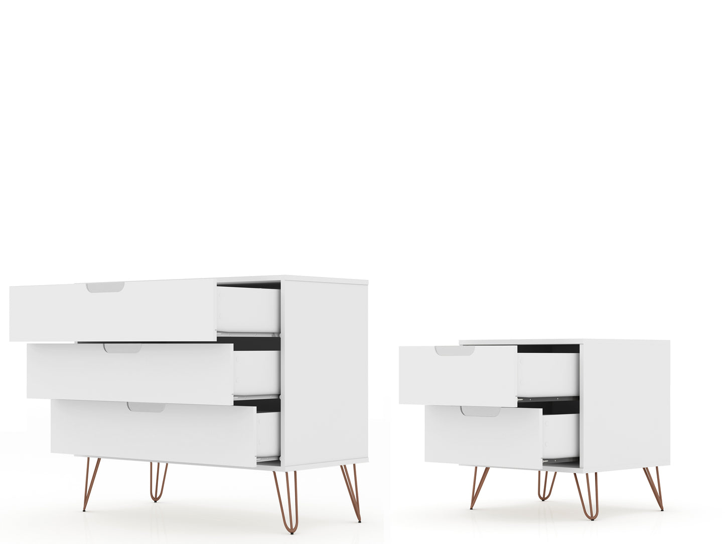 Rockefeller Mid-Century Modern 2-Piece Dresser Set in White 104GMC1