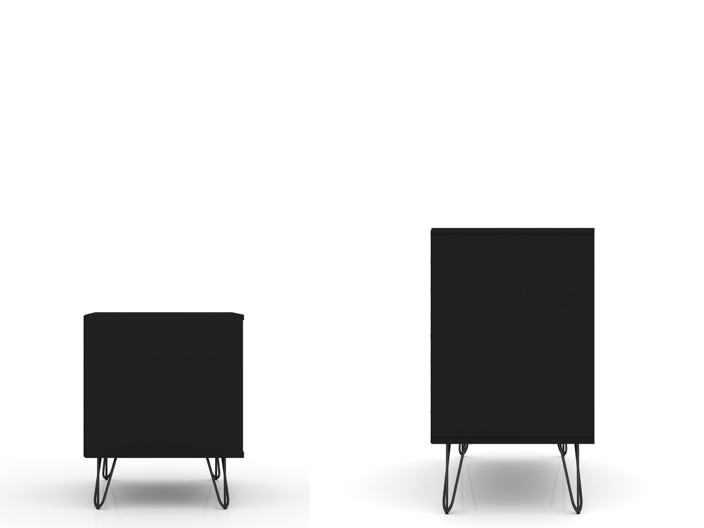 Manhattan Comfort Rockefeller Mic Century- Modern Dresser and Nightstand with Drawers- Set of 2 in Black 104GMC2