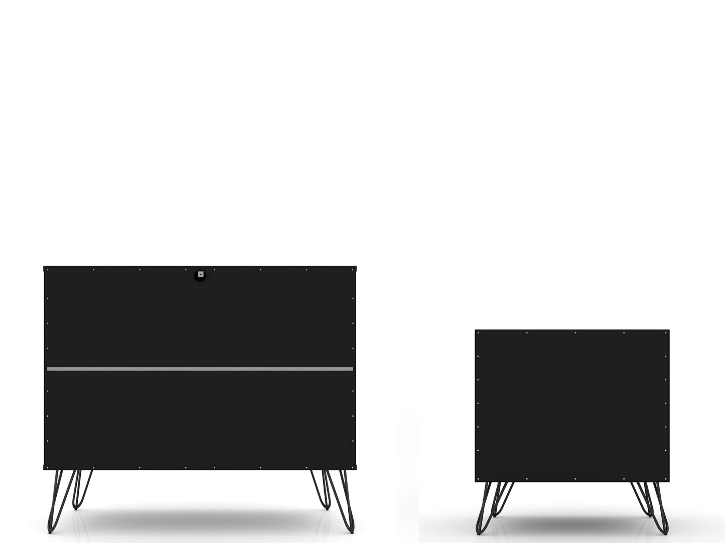 Manhattan Comfort Rockefeller Mic Century- Modern Dresser and Nightstand with Drawers- Set of 2 in Black 104GMC2