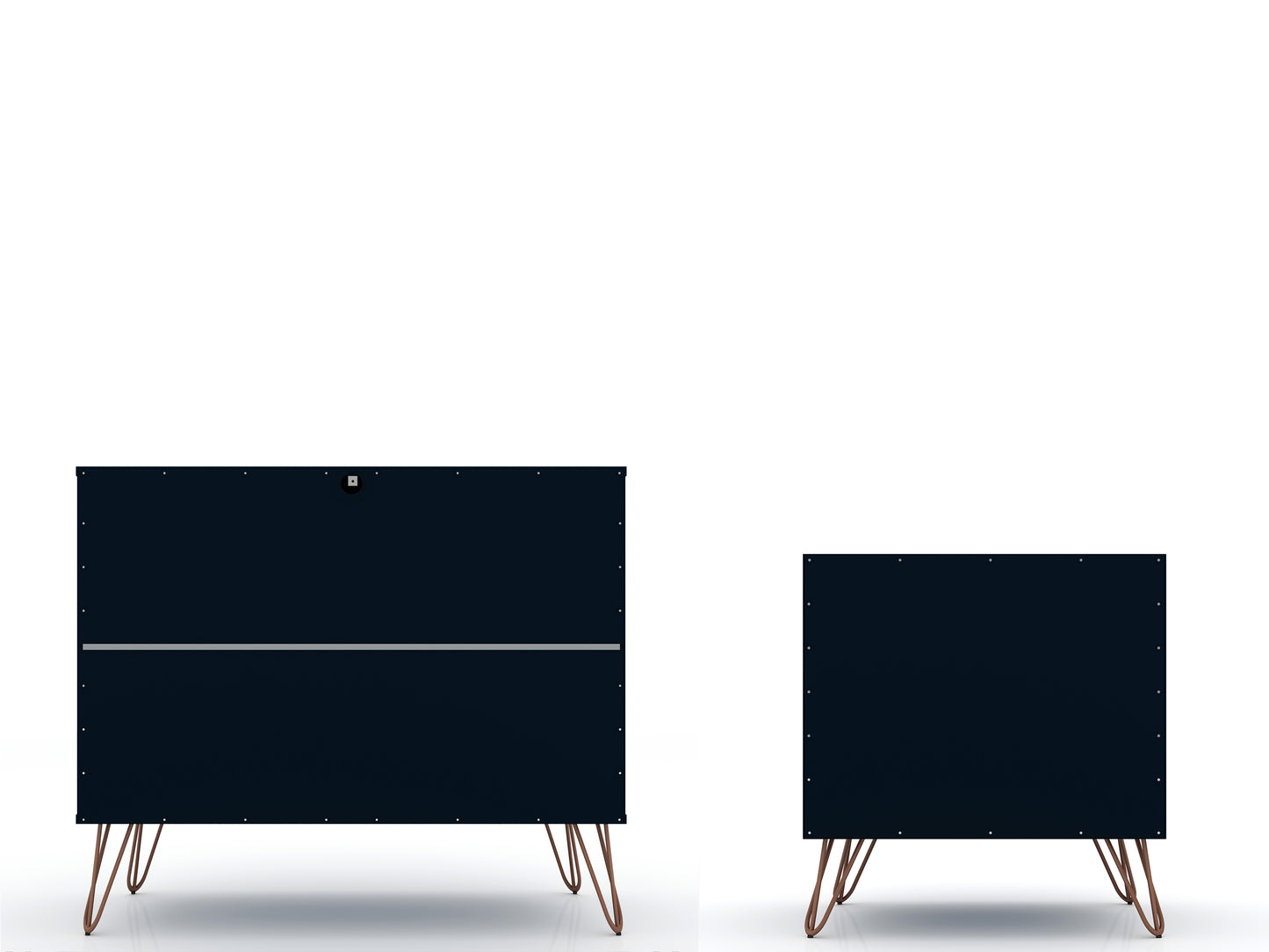Manhattan Comfort Rockefeller Mic Century- Modern Dresser and Nightstand with Drawers- Set of 2 in Tatiana Midnight Blue 104GMC4