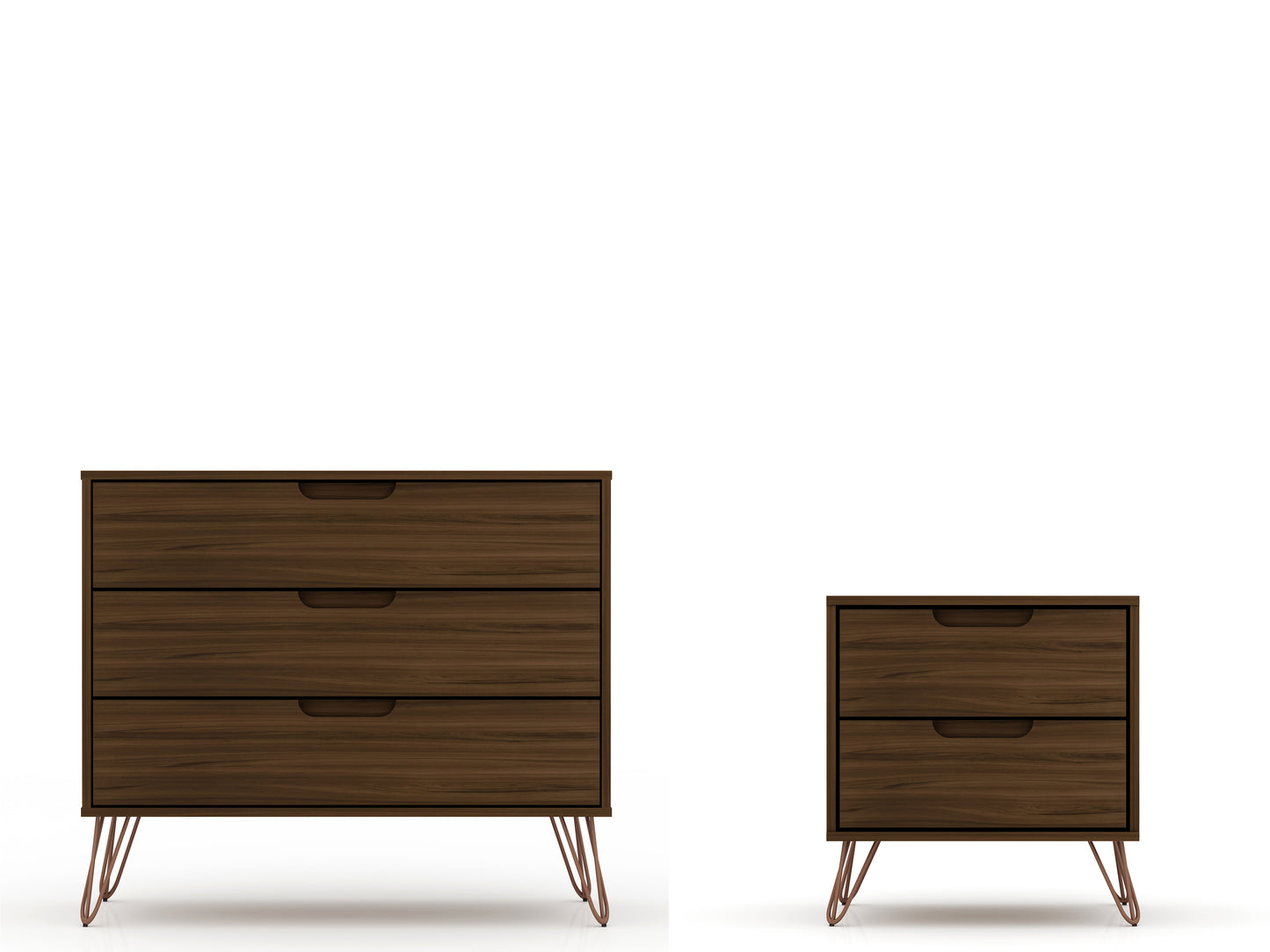 Rockefeller Mid-Century Modern 2-Piece Dresser Set in Chestnut Brown 104GMC5