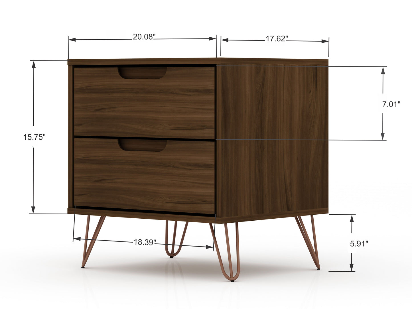 Rockefeller Mid-Century Modern 2-Piece Dresser Set in Chestnut Brown 104GMC5