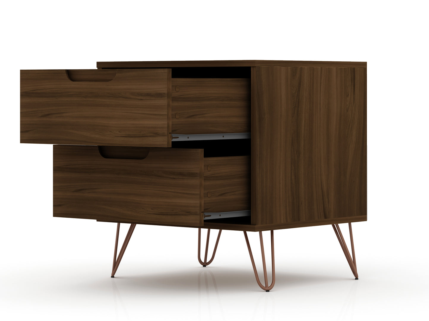 Rockefeller Mid-Century Modern 2-Piece Dresser Set in Chestnut Brown 104GMC5