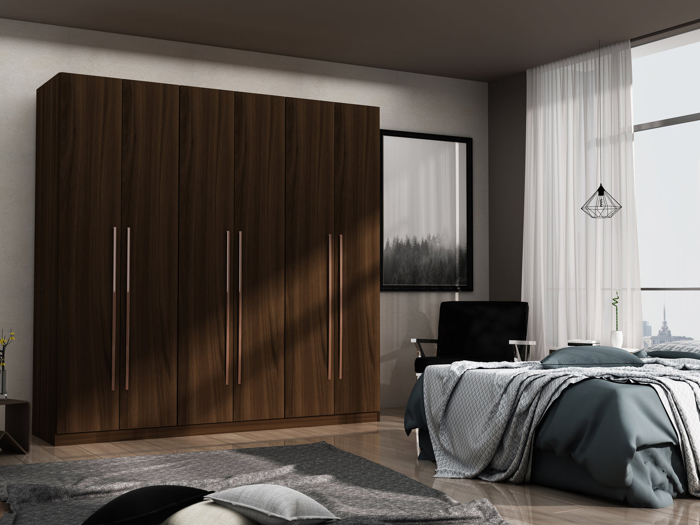 Manhattan Comfort Gramercy Modern Freestanding Wardrobe Armoire Closet in Brown 107GMC5